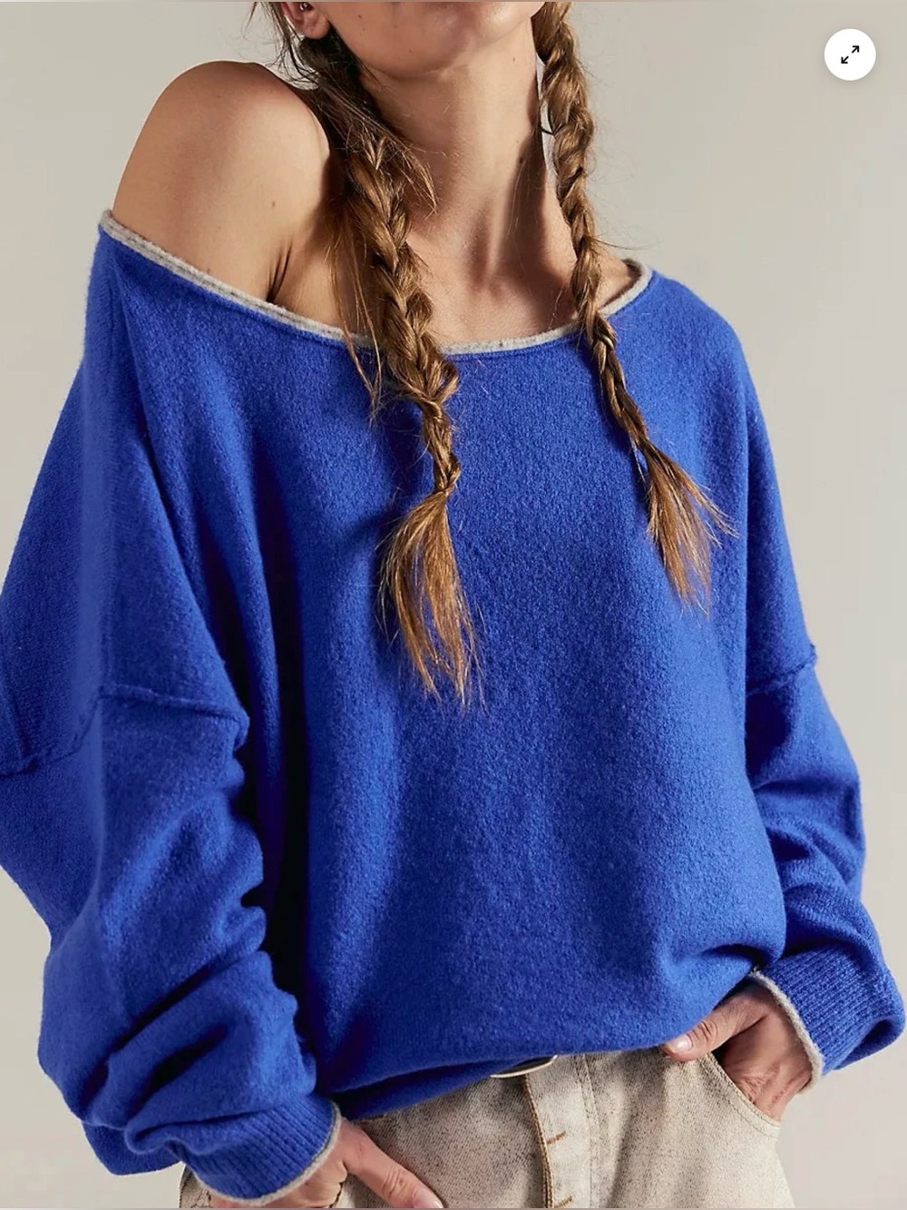 FREE PEOPLE See Me Softspun  Pullover/Mazarine Combo size small